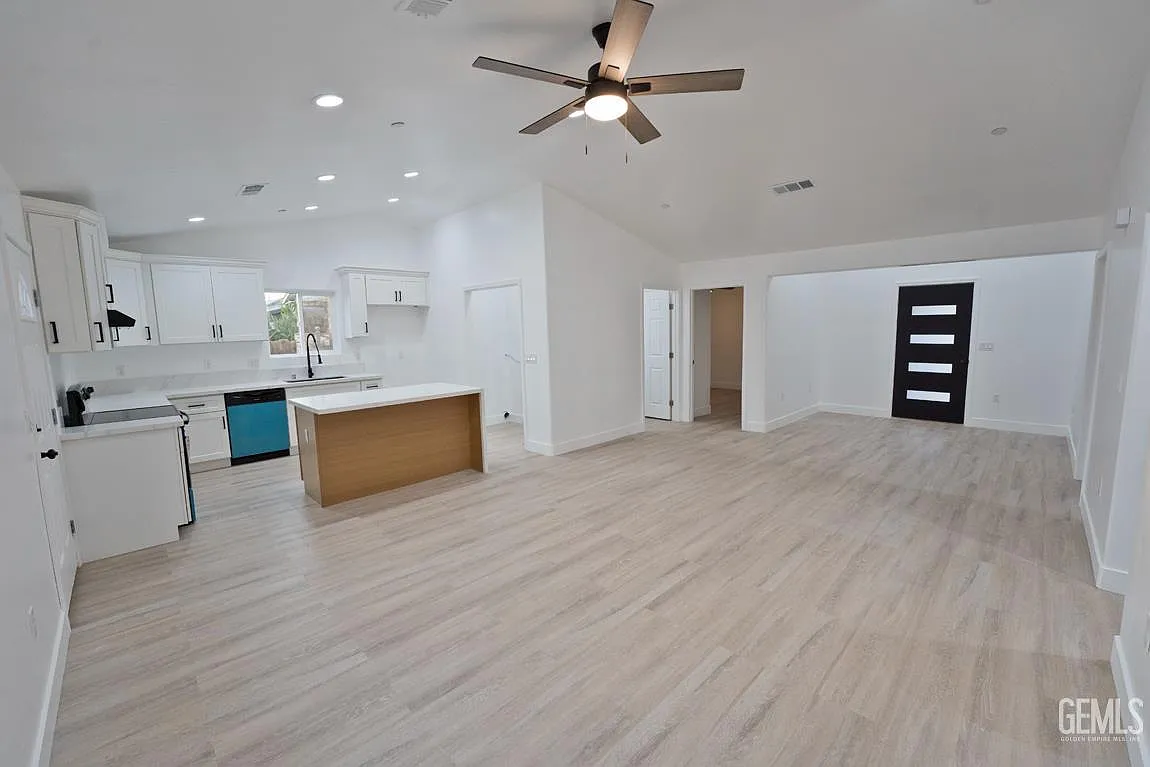 Bright completed residential kitchen and living area in Bakersfield
