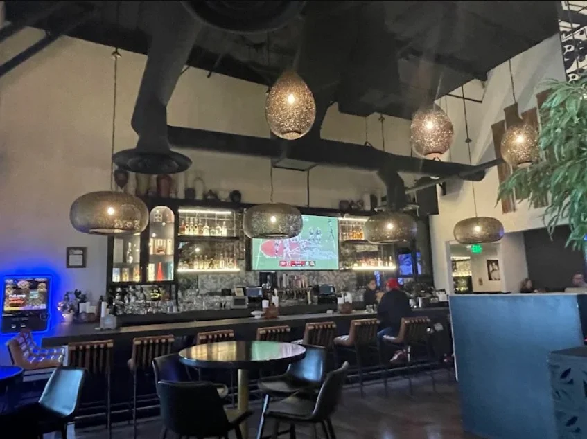 Custom bar and dining area at Qué Pasa Mexican Sports and Cocina in Bakersfield